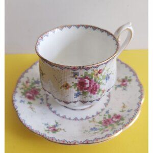 VINTAGE ROYAL ALBERT "Petit Point China" TEACUP & SAUCER SET  ENGLAND